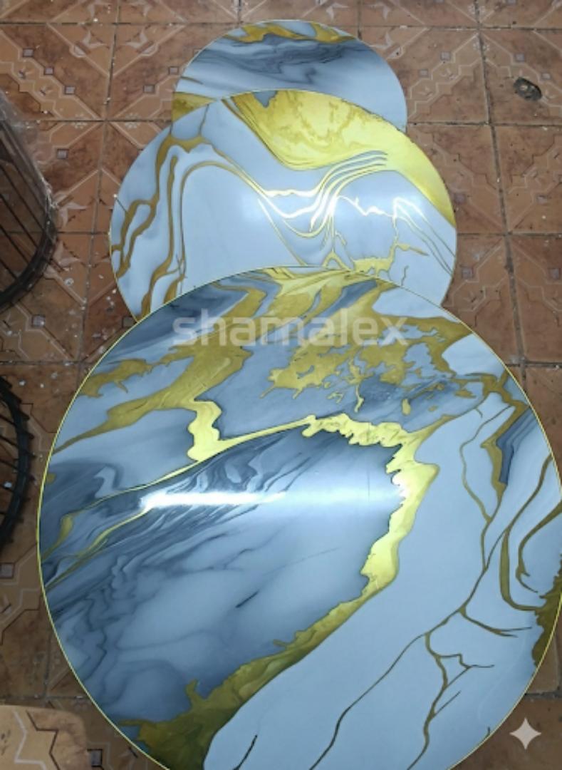 Luxury Marble Nesting Side Tables Set of 3 - Gold Frame (60x50x40cm)