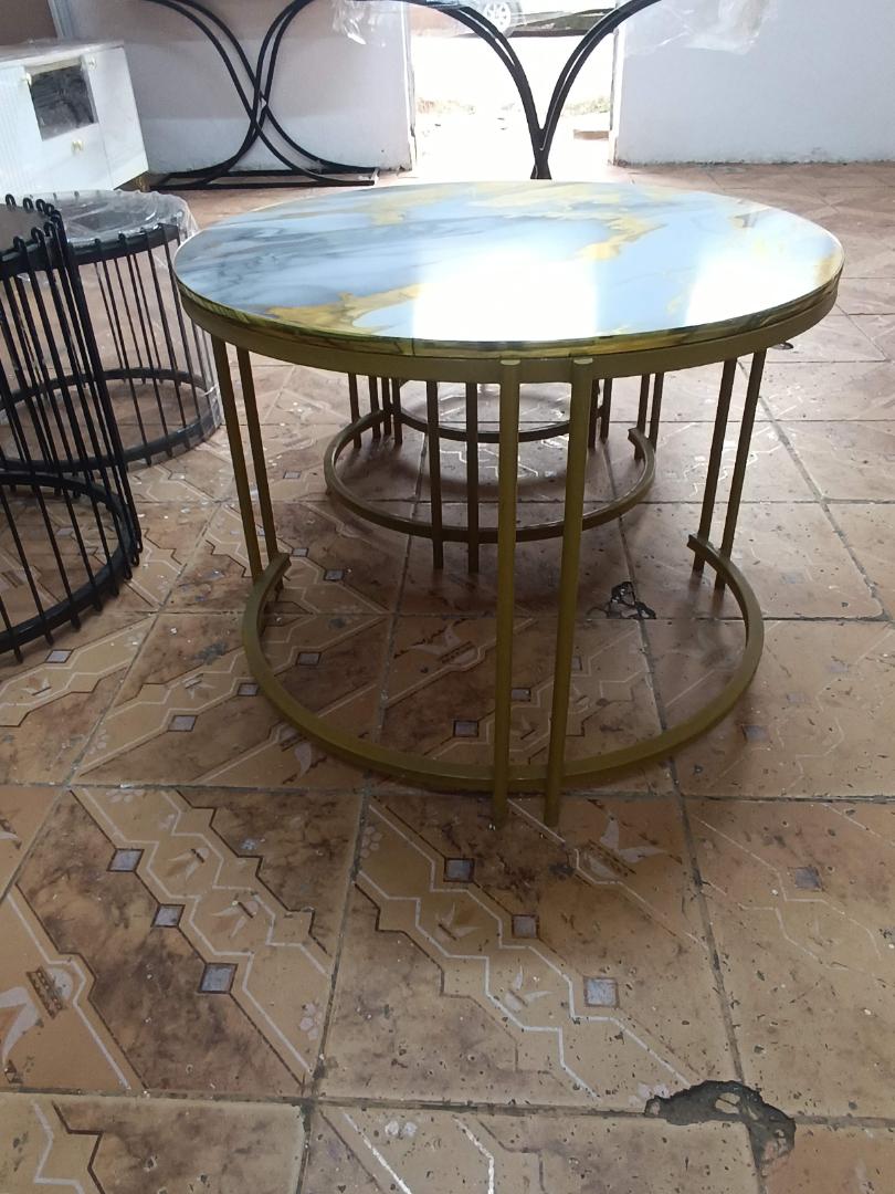 Luxury Marble Nesting Side Tables Set of 3 - Gold Frame (60x50x40cm)