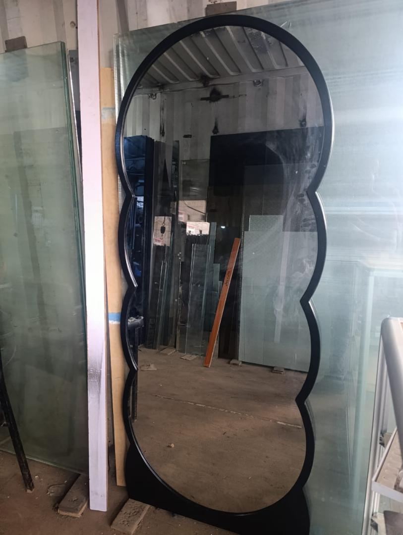 Custom Wave-Edge Black  Full Length Mirror 183 by 60 cm(own stand)