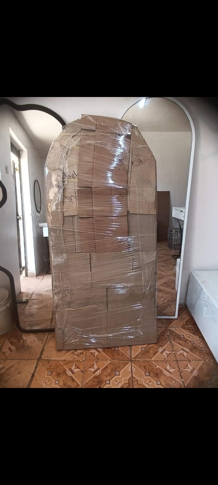 Arched full length floor mirror black frame 6 by 3 feet with stand