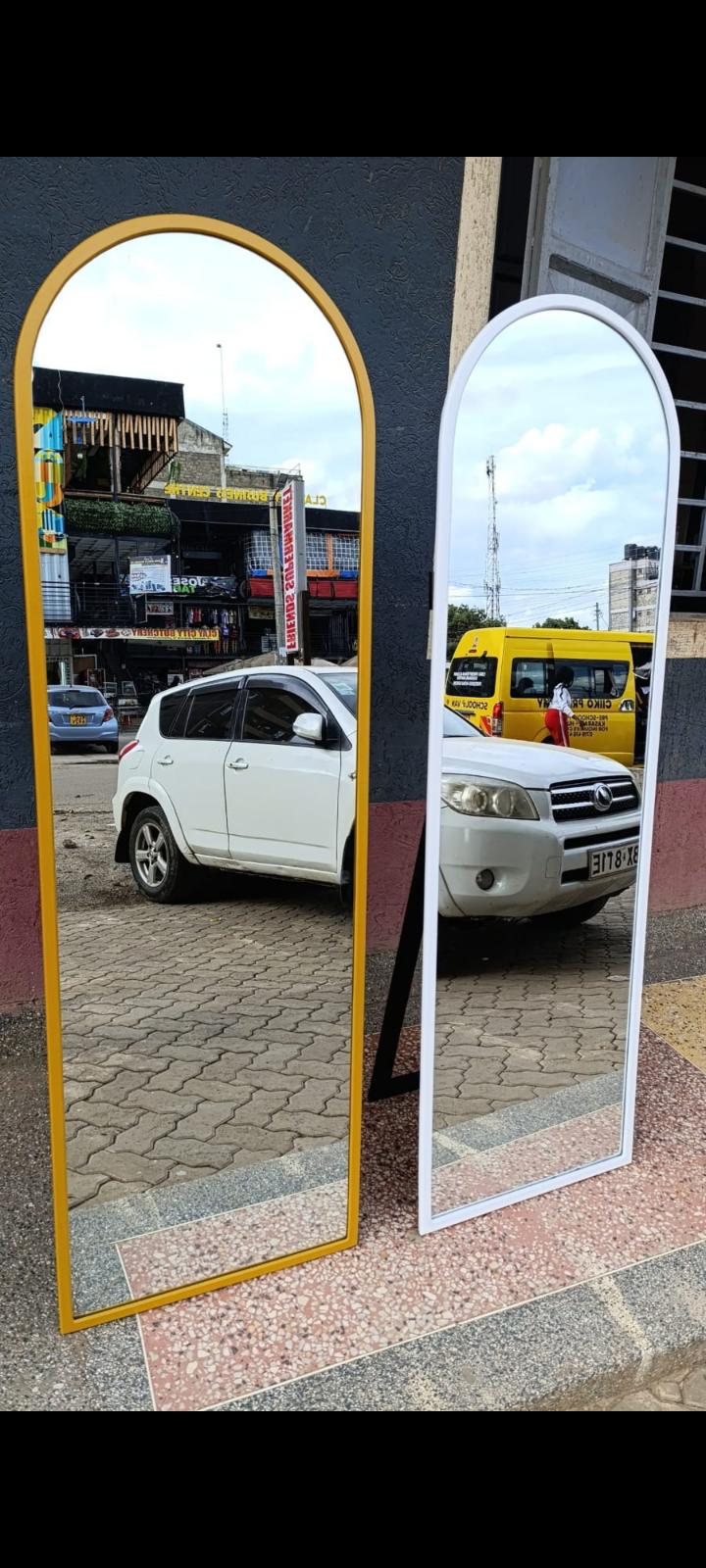 Modern Arched Full-Length Standing Mirror with Stand – whiteFrame (168 × 46 cm)