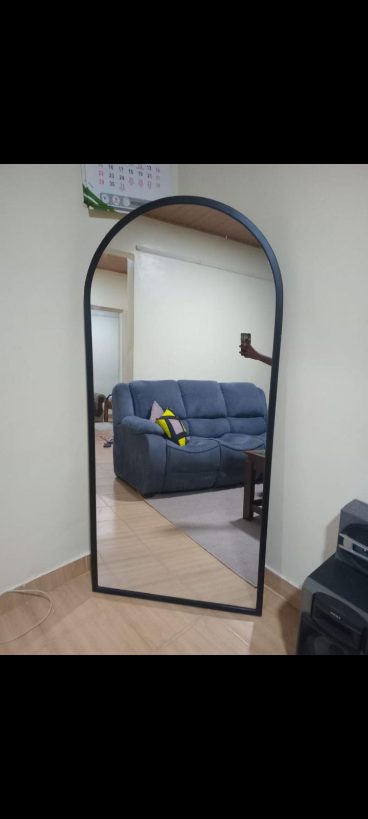 Arched Full-Length Floor Mirror 167 by 90 cm – Black Frame