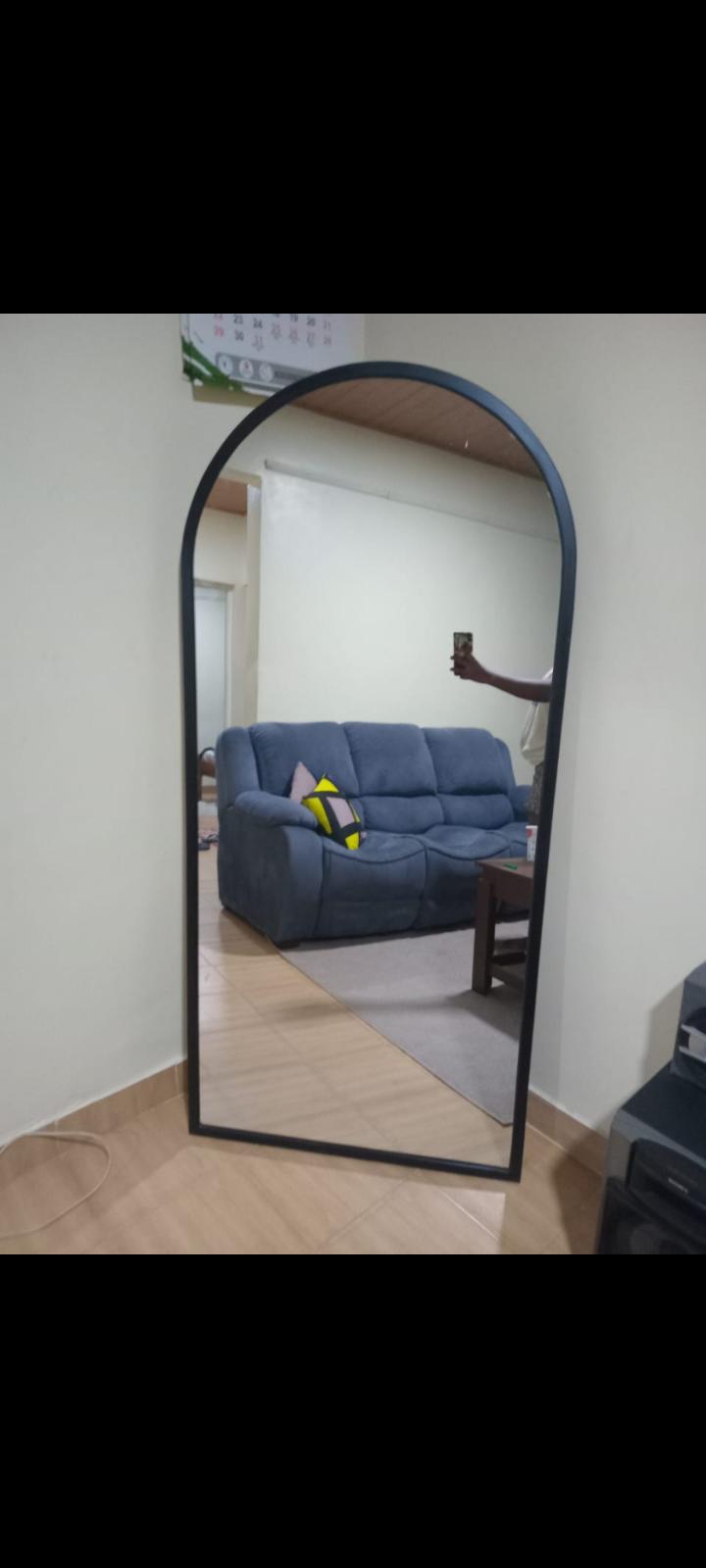 Arched Full-Length Floor Mirror 167 by 90 cm – Black Frame