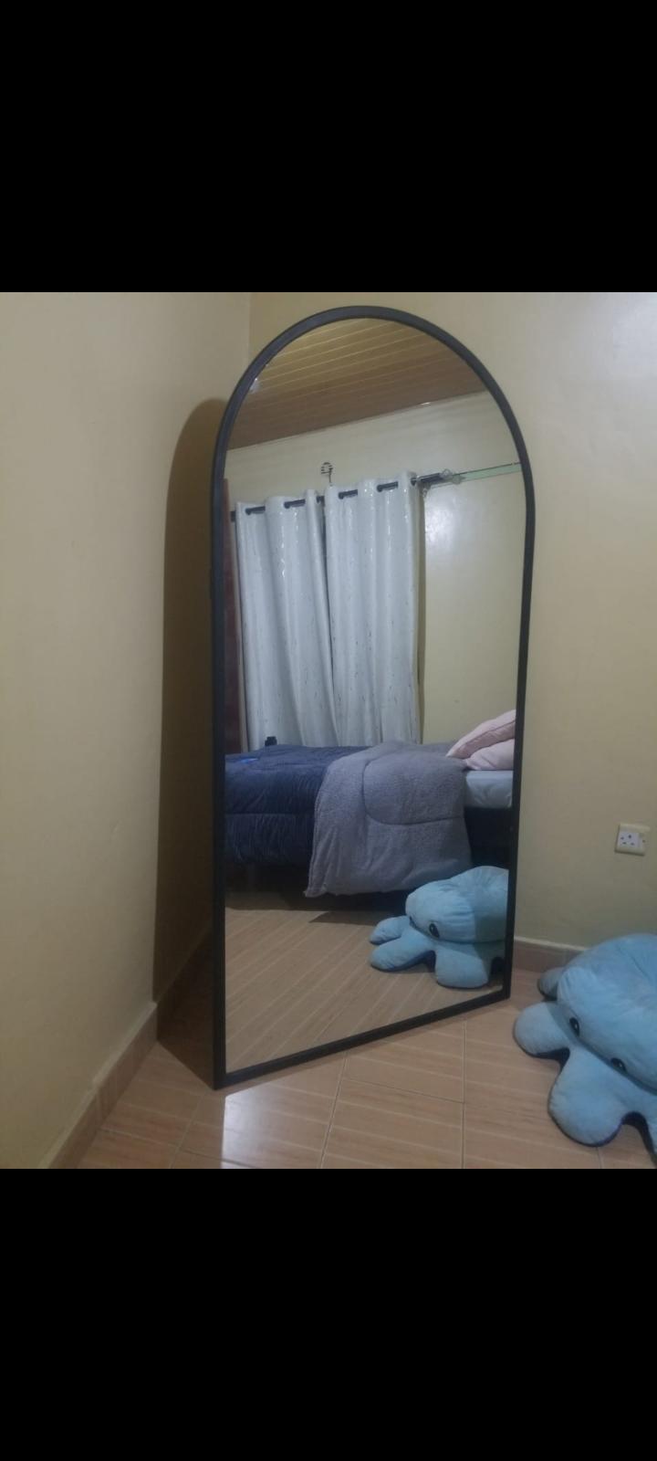 Arched Full-Length Floor Mirror 167 by 90 cm – Black Frame