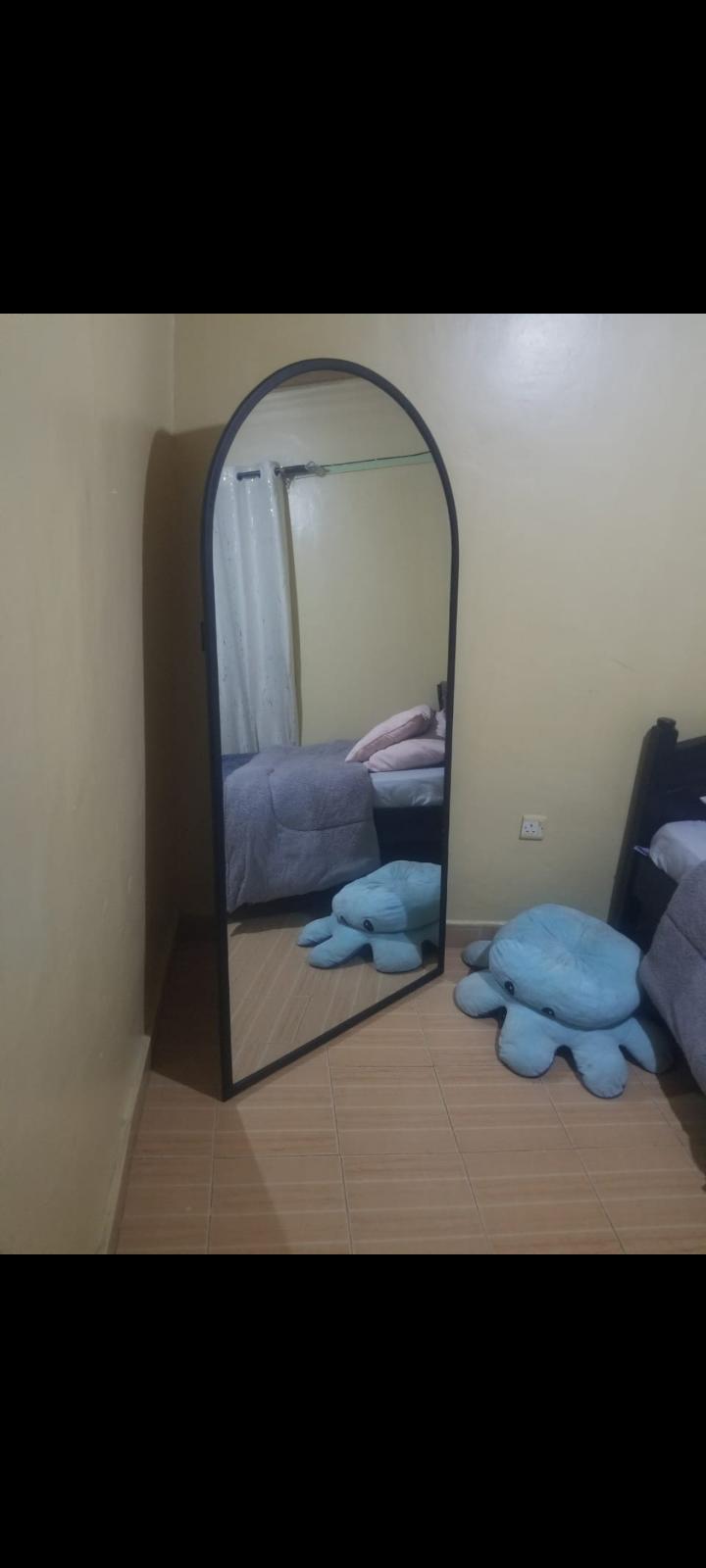 Arched Full-Length Floor Mirror 167 by 90 cm – Black Frame