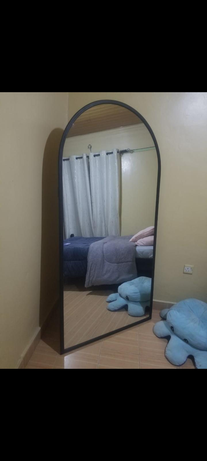 Arched Full-Length Floor Mirror 167 by 90 cm – Black Frame