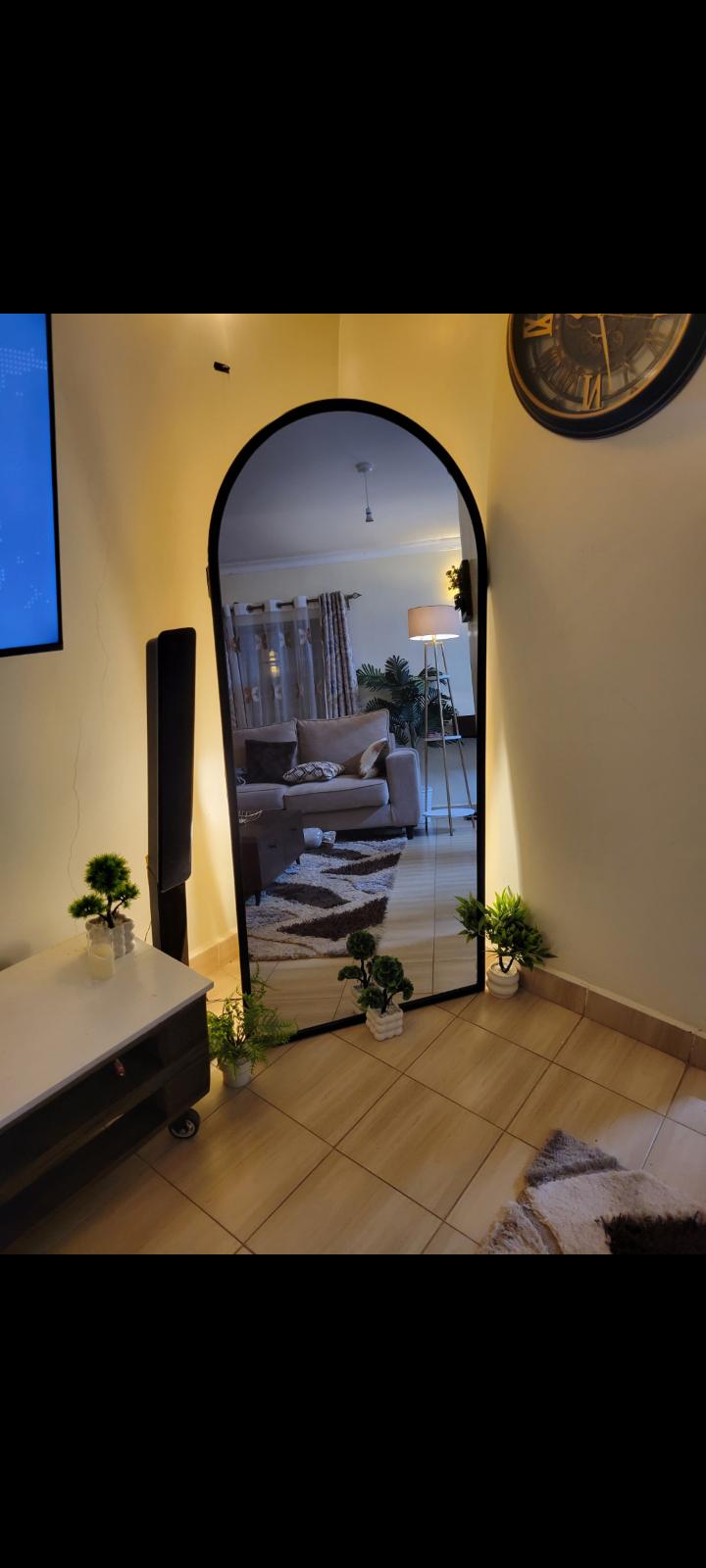 Modern Arch Wall Mirror 177 by 83 cm feet – Full Body Decorative Mirror with Strong black Frame