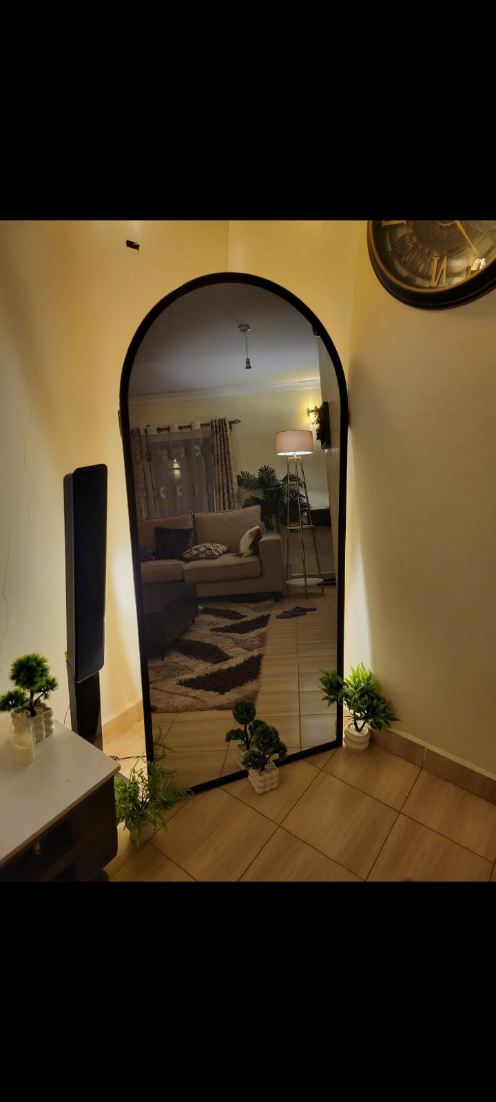 Modern Arch Wall Mirror 177 by 83 cm feet – Full Body Decorative Mirror with Strong black Frame
