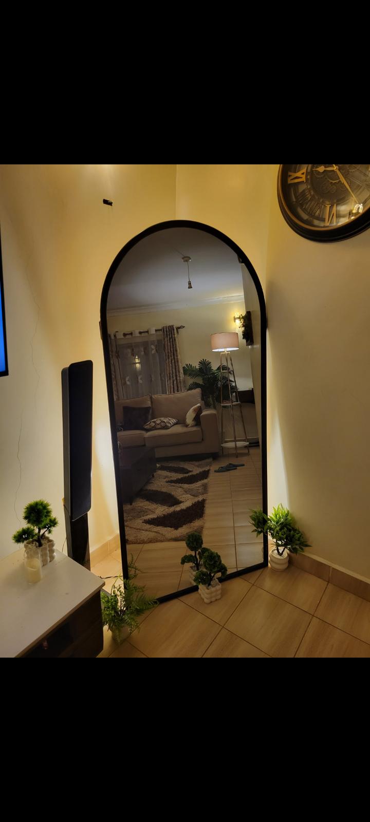 Modern Arch Wall Mirror 177 by 83 cm feet – Full Body Decorative Mirror with Strong black Frame