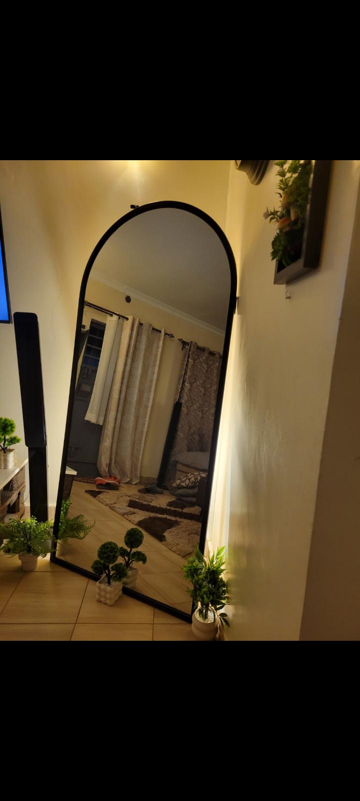 Modern Arch Wall Mirror 177 by 83 cm feet – Full Body Decorative Mirror with Strong black Frame