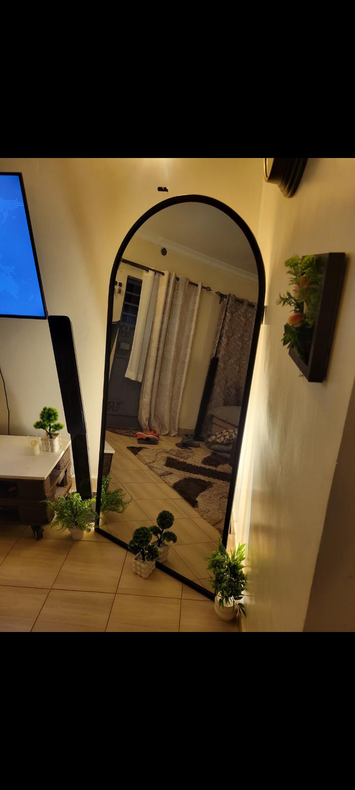 Modern Arch Wall Mirror 177 by 83 cm feet – Full Body Decorative Mirror with Strong black Frame
