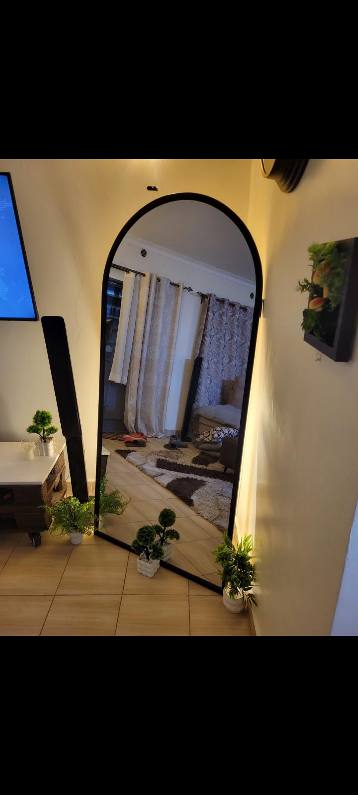 Modern Arch Wall Mirror 177 by 83 cm feet – Full Body Decorative Mirror with Strong black Frame