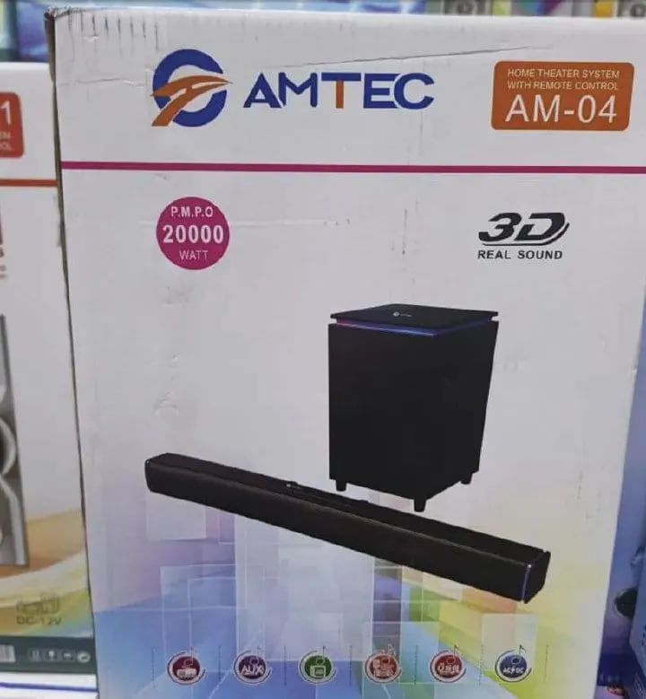 Amtec AM-04 Home Theatre Sound bar System with Wireless Subwoofer, 20000W PMPO, Bluetooth