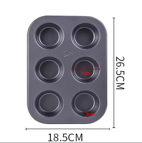 Nonstick CUPCAKE tray 6-Hole Non-Stick Muffin Cupcake Baking Tray