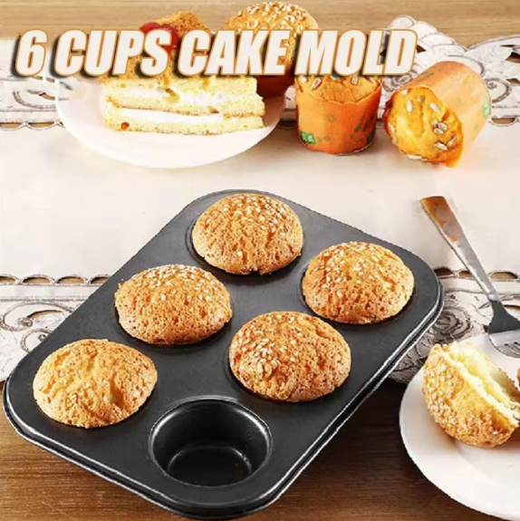 Nonstick CUPCAKE tray 6-Hole Non-Stick Muffin Cupcake Baking Tray