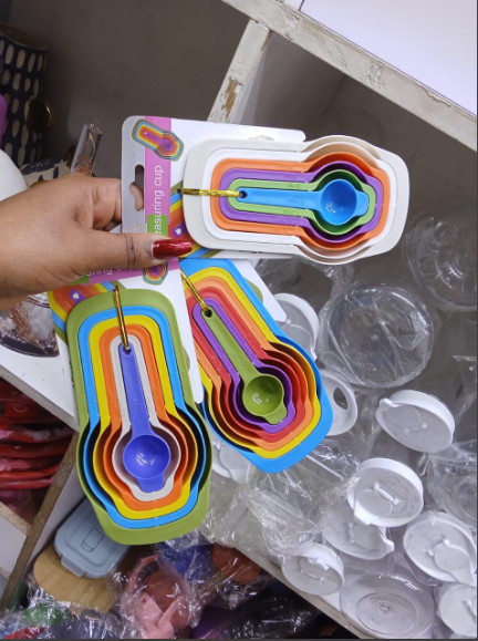 ON OFFER !!!! 6pcs Measuring Cup and Spoon Set- Stackable Colorful Multicolor Plastic for Kitchen Baking tools