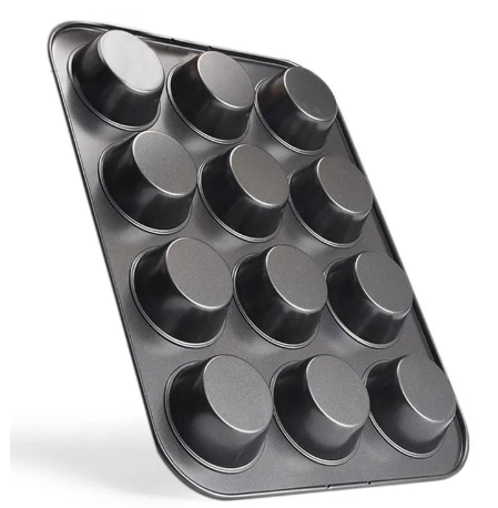 TODAY'S DEAL   12 hole baking tray, non-stick surface for easy release and quick cleanup. Ideal for muffins, cakes, chocolate, bread, mousse, jelly, brownie cupcakes, and even soaps.