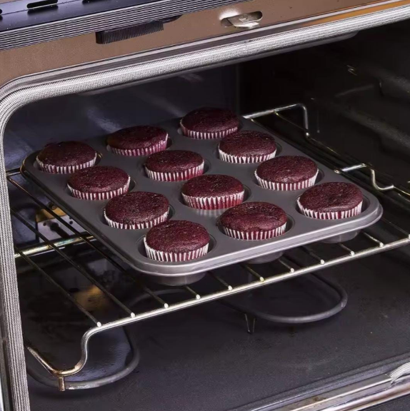 TODAY'S DEAL   12 hole baking tray, non-stick surface for easy release and quick cleanup. Ideal for muffins, cakes, chocolate, bread, mousse, jelly, brownie cupcakes, and even soaps.
