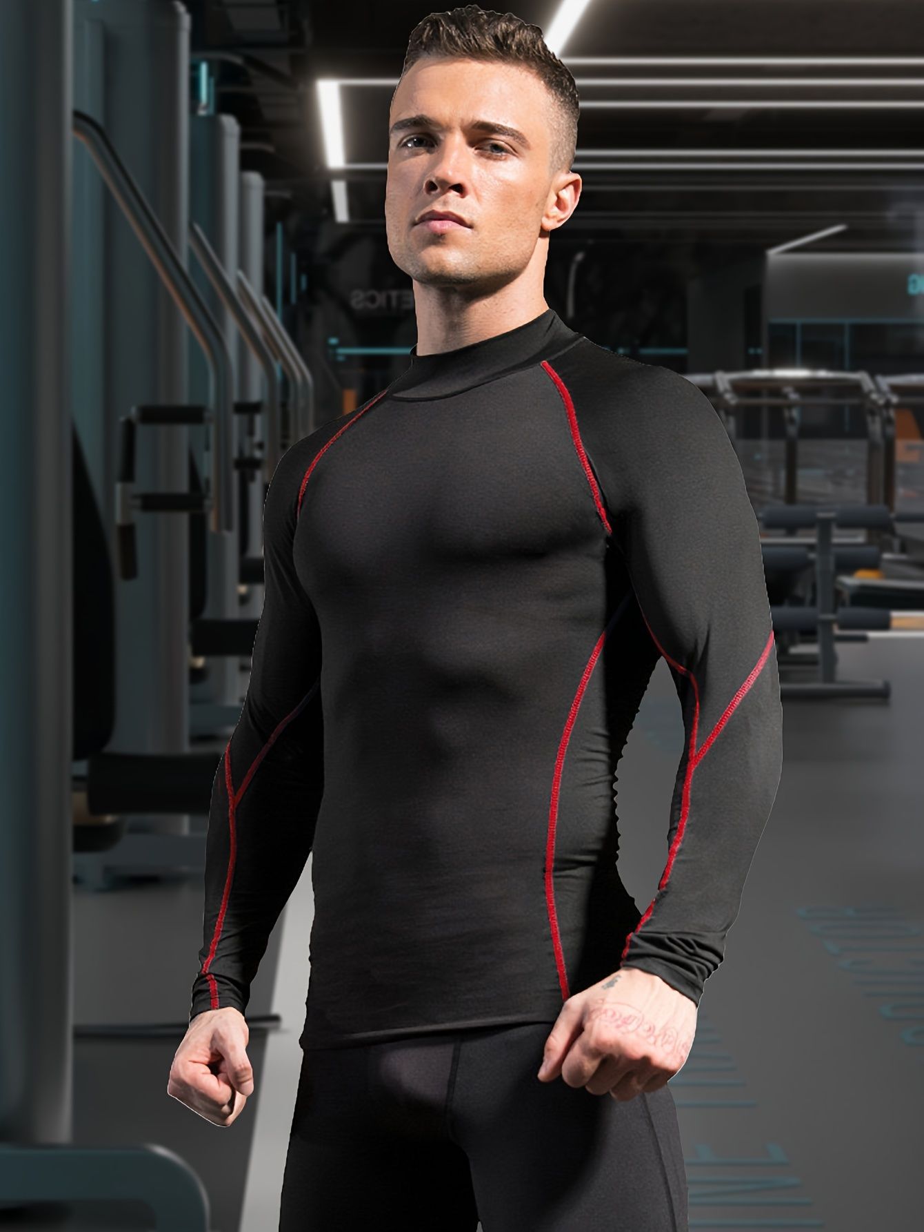 Men's Compression Shirts Long Sleeve Athletic Workout Tops Gym Undershirts Running