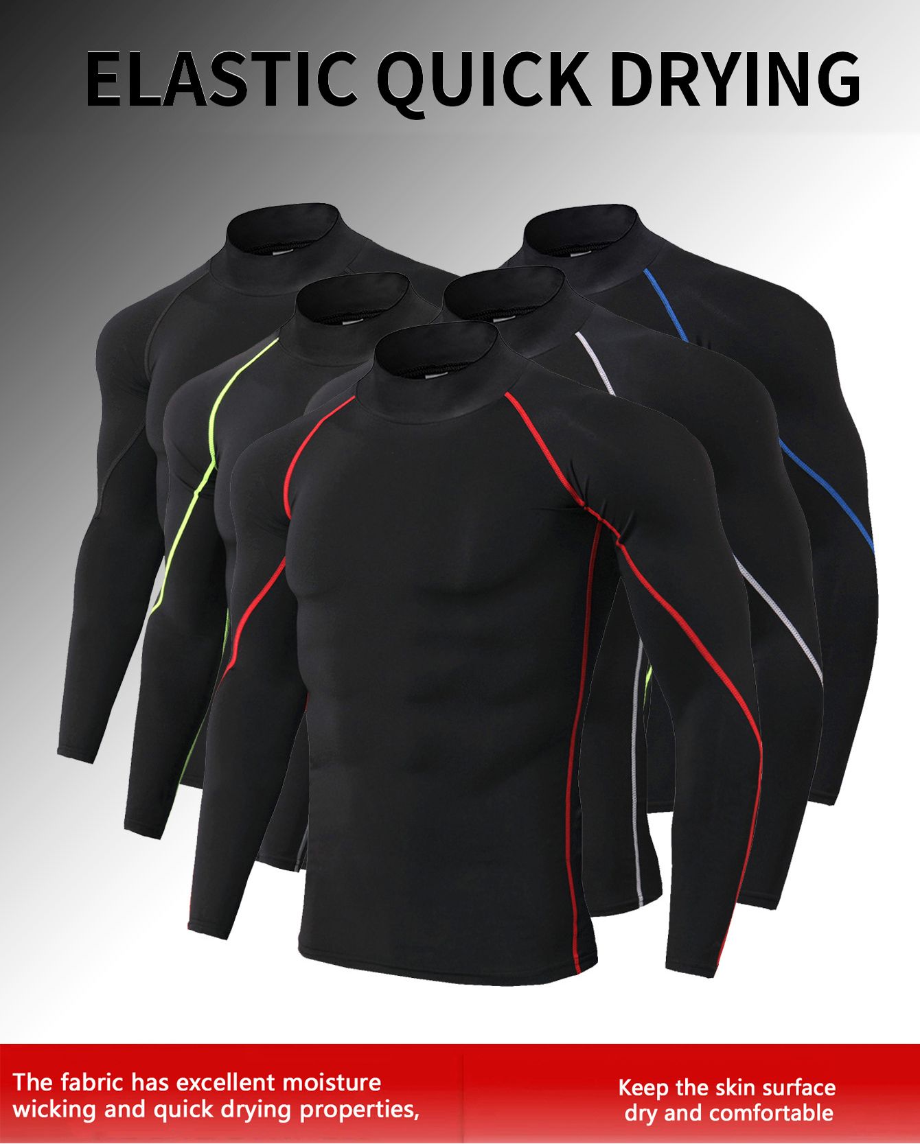 Men's Compression Shirts Long Sleeve Athletic Workout Tops Gym Undershirts Running