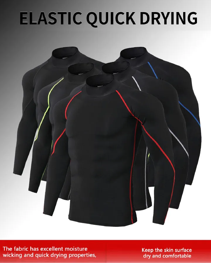 Men's Compression Shirts Long Sleeve Athletic Workout Tops Gym Undershirts Running