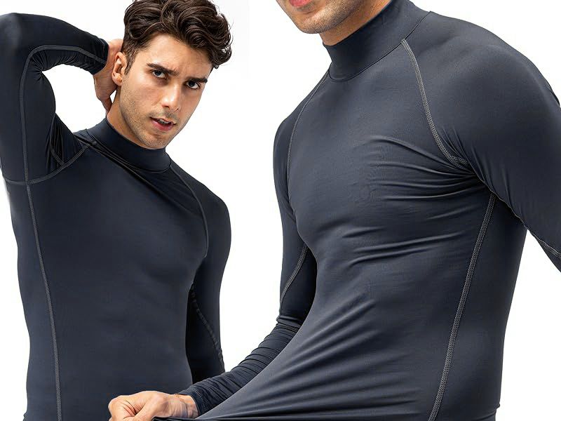 Men's Compression Shirts Long Sleeve Athletic Workout Tops Gym Undershirts Running