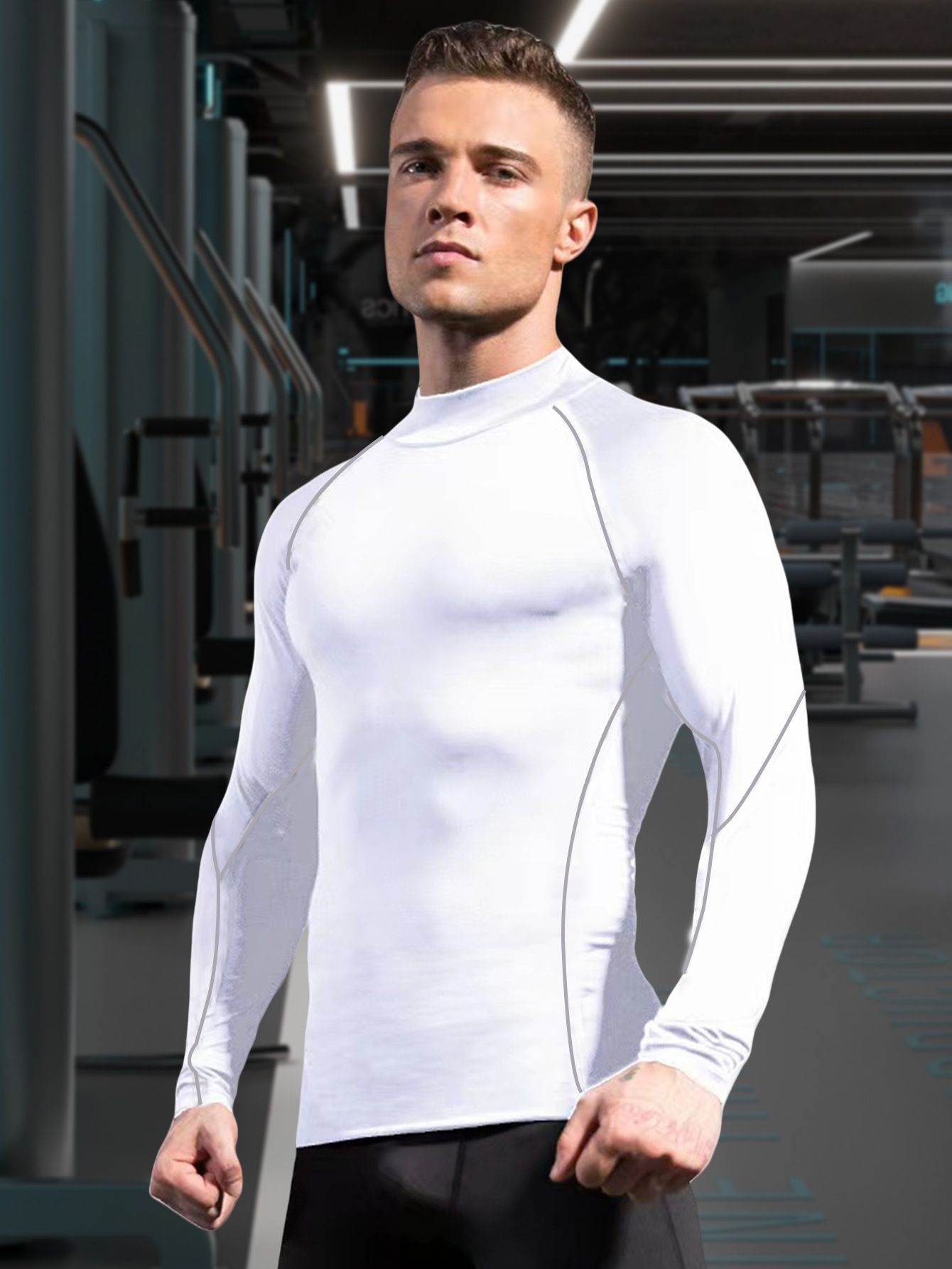 Men's Compression Shirts Long Sleeve Athletic Workout Tops Gym Undershirts Running