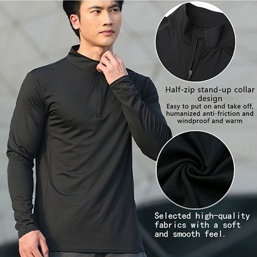 Yuerlian Fleece Men's Quarter Zip Pullover Sweatshirt Long Sleeve Shirt for Men  Workout Tops autumn