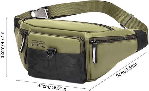Waist Bag, Sports Shoulder Bag, Lightweight Oxford Cloth Bag, Travel Bag, Waist Bag For Men For Traveling.Crossbody  Pack with 4-Zipper Pocket