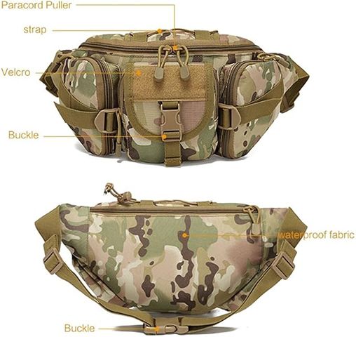 Tactical Waist Bag Military Fanny Pack,Waterproof Utility Belt Multi Pockets Storage for Hiking&Mountaineering&Camping&Riding&Fishing&Shooting&Cycling&Exploration