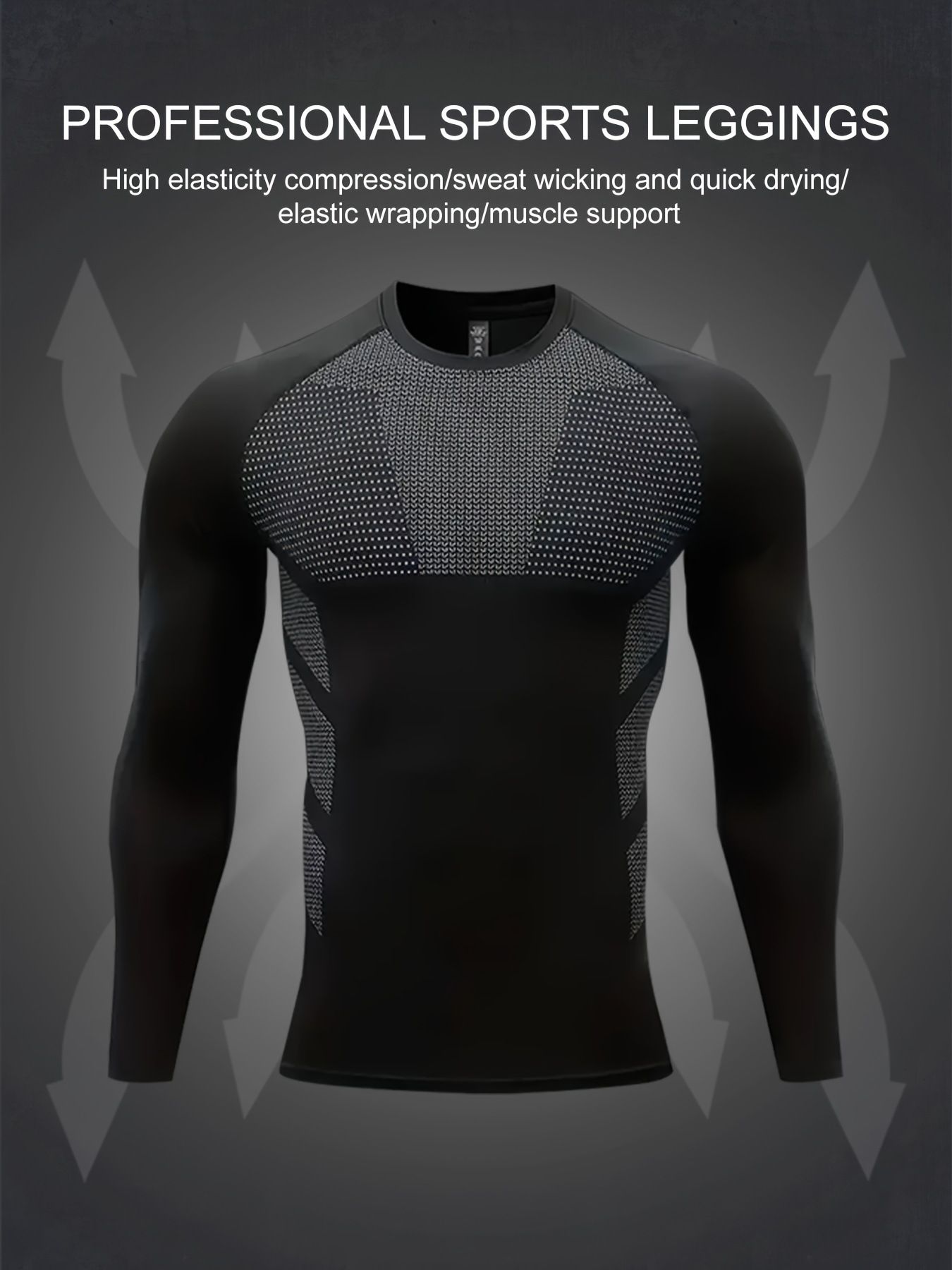 Mens Exercise Compression Shirts Athletic Raglan Long Sleeve Sports Running Tops Workout Baselayer Undershirts