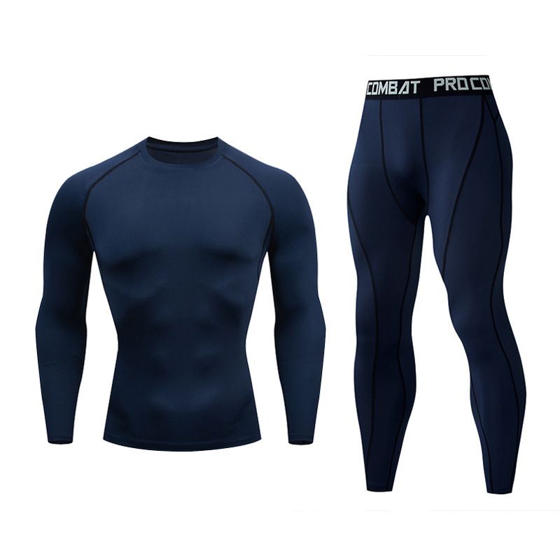 Men's Sports Running Workout Set Compression Shirt Pants Top Long Sleeve Sports Tight Base Layer Quick Dry