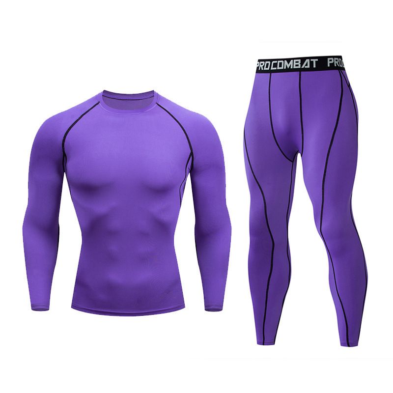 Men's Sports Running Workout Set Compression Shirt Pants Top Long Sleeve Sports Tight Base Layer Quick Dry