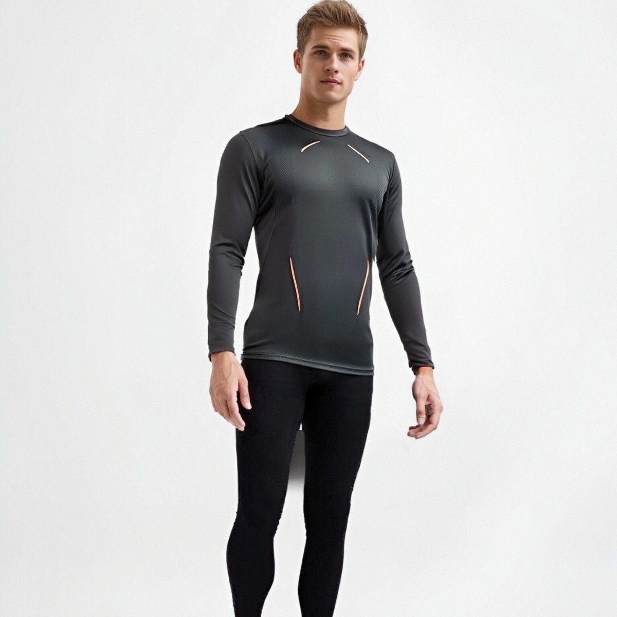Men's Athletic Running T-Shirts Workout Lightweight Breathable Long Sleeve Performance Shirts Crewneck Basic Tee Top