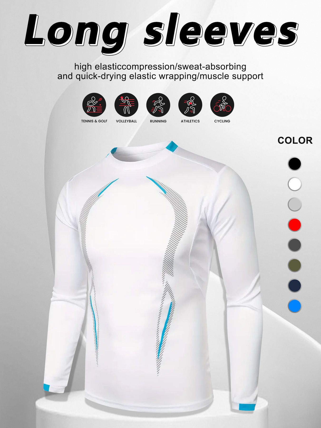 Men's Athletic Running T-Shirts Workout Lightweight Breathable Long Sleeve Performance Shirts Crewneck Basic Tee Top