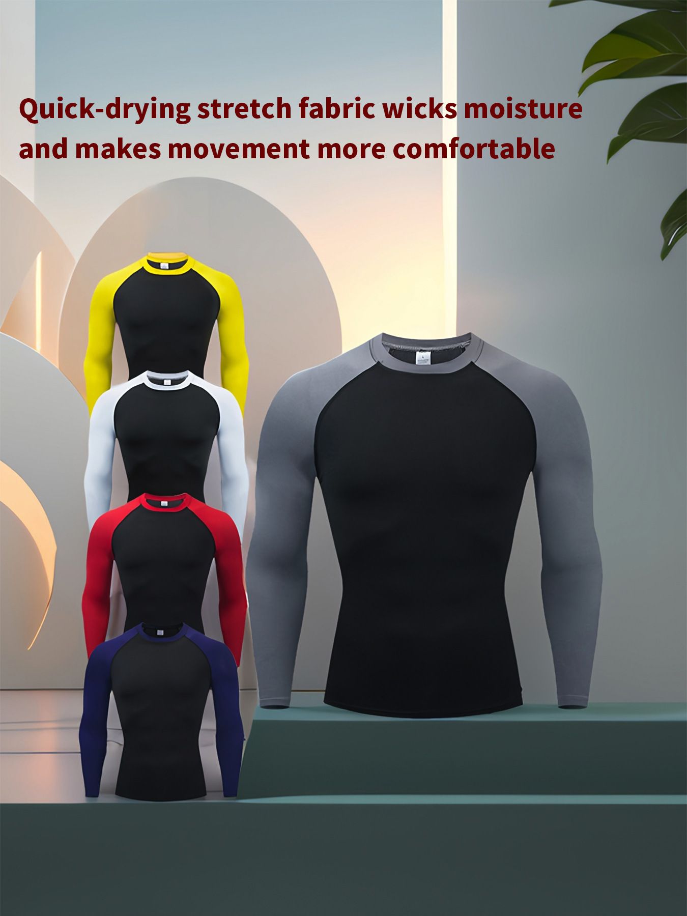 Running Shirt Men's Long Sleeve Gym Sportswear Compression Dry Fit Shirts for Men Fitness Sport -Shirts
