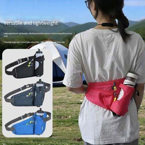 Fanny Pack with Water Bottle Holder, Hydration Running Belt for Men Women Adjustable Strap Waist Bag Suitable for Hiking Running Walking Jogging Camping (Bottle Not Included) (Blue/Green/Black/Grey)