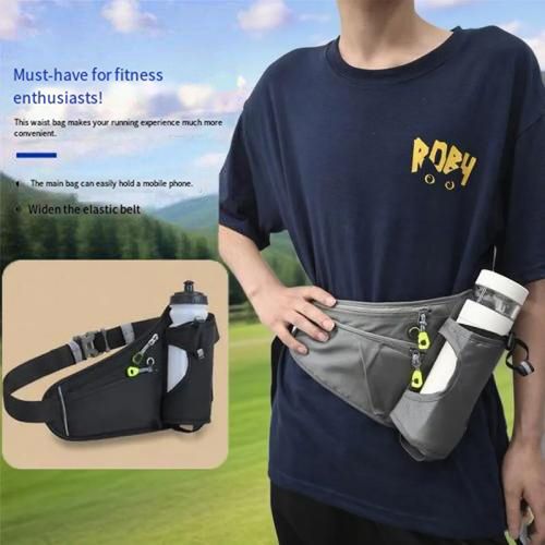 Fanny Pack with Water Bottle Holder, Hydration Running Belt for Men Women Adjustable Strap Waist Bag Suitable for Hiking Running Walking Jogging Camping (Bottle Not Included) (Blue/Green/Black/Grey)