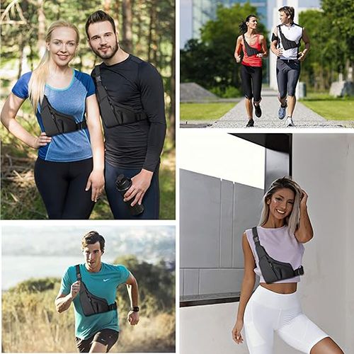 Sling Bag for Women Men, Anti Theft Crossbody Bag,Lightweight Small Leather Shoulder Bag Purse Adjustable Strap Waterproof Chest Bag for Casual Outdoor Sport Running Travel Backpack Black Fanny Pack