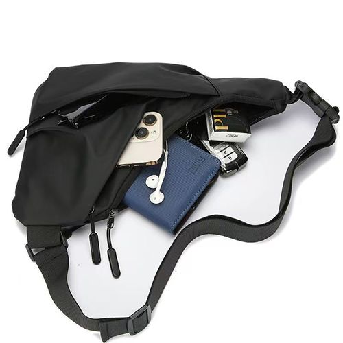 Sling Bag for Women Men, Anti Theft Crossbody Bag,Lightweight Small Leather Shoulder Bag Purse Adjustable Strap Waterproof Chest Bag for Casual Outdoor Sport Running Travel Backpack Black Fanny Pack