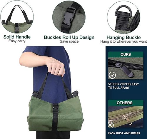 Tool Bag Roll Up, Rollable Carrying Toolbag, Heavt Duty Tool Organizer Portable Tool Storage Bags Waterproof Oxford Cloth-Zipper Pouch for Men Mechanic, Electricians, Repairman