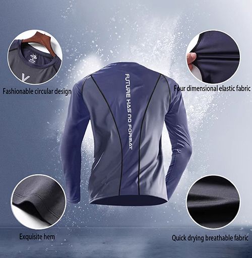 Men's Athletic Running T-Shirts Workout Lightweight Breathable Long Sleeve Performance Shirts Crewneck Basic Tee Top.Fitness clothing, men's quick drying long sleeved T-shirt, sports tophigh elasticit