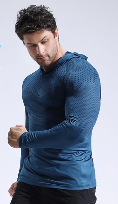 Mens Dry Fit Hoodie Sweatshirts Workout Running Long Sleeve Athletic Shirts