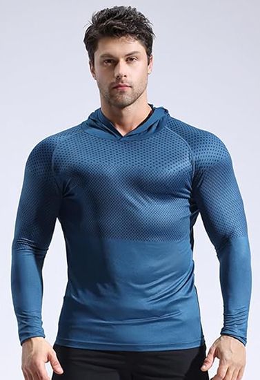 Mens Dry Fit Hoodie Sweatshirts Workout Running Long Sleeve Athletic Shirts