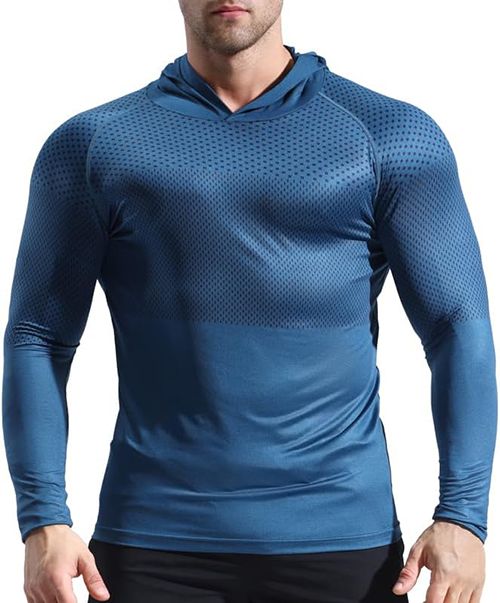 Mens Dry Fit Hoodie Sweatshirts Workout Running Long Sleeve Athletic Shirts