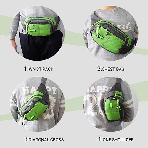 Lightweight Sports Waist Pack Bag with Zipper Pockets, Suitable for Phone, Wallet, Ideal for Men and Women for Hiking, Running,With Large Capacity Waterproof