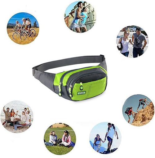 Lightweight Sports Waist Pack Bag with Zipper Pockets, Suitable for Phone, Wallet, Ideal for Men and Women for Hiking, Running,With Large Capacity Waterproof