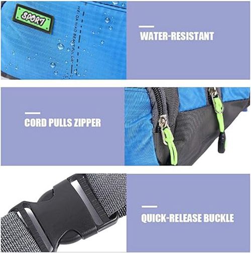 Lightweight Sports Waist Pack Bag with Zipper Pockets, Suitable for Phone, Wallet, Ideal for Men and Women for Hiking, Running,With Large Capacity Waterproof