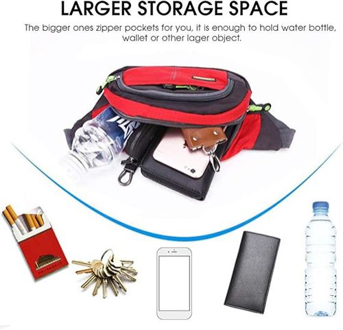 Lightweight Sports Waist Pack Bag with Zipper Pockets, Suitable for Phone, Wallet, Ideal for Men and Women for Hiking, Running,With Large Capacity Waterproof