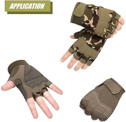 Fingerless Tactical Gloves, Knuckle Protective Breathable Lightweight Outdoor Military Gloves for Shooting, Hunting, Motorcycling, Climbing
